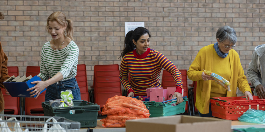 Group of volunteers helping at a foodbank