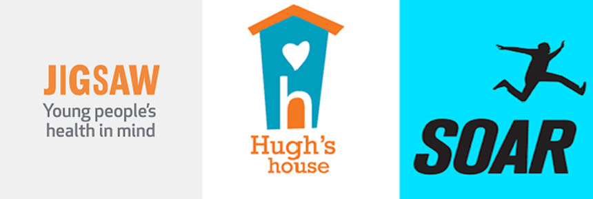 Logos for Jigsaw, Hugh's House and Soar 